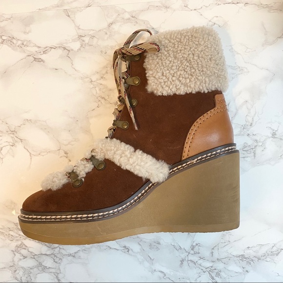 See by Chloé Martinica Shearling Wedge Boot 5.5 - Picture 7 of 15